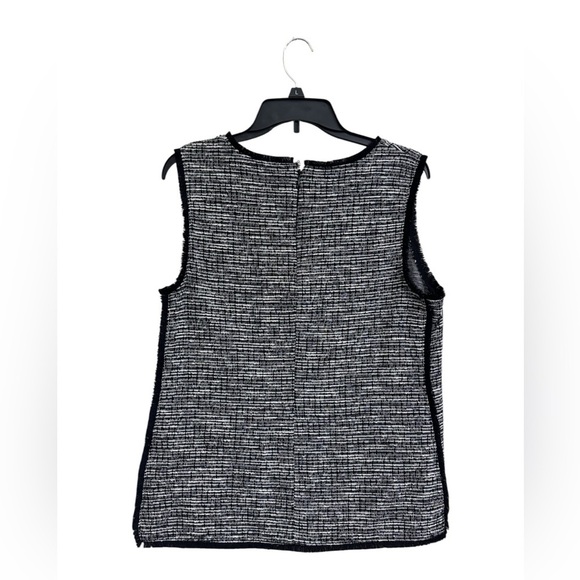 Banana Republic Black & White Fringed Tank Top Size Large | Classic Workwear - Picture 4 of 5